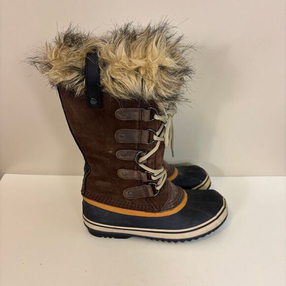 Sorel Brown Leather Suede Lace Up Tall Winter Waterproof Boots Size 7 - Picture 2 of 6